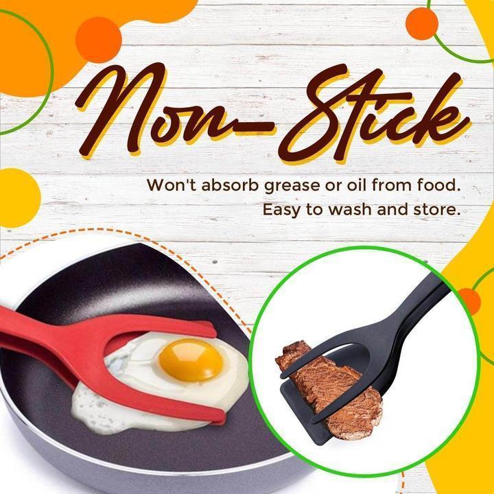 🎁Buy one, get one free -Silicone 2-in-1 Grip and Flip Kitchen Tongs – Heat Resistant & Scratch Free