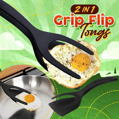 🎁Buy one, get one free -Silicone 2-in-1 Grip and Flip Kitchen Tongs – Heat Resistant & Scratch Free
