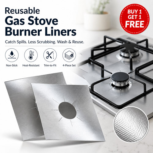 ⏰ LIMITED TIME — BUY 1 GET 1 FREE | Reusable Gas Stove Burner Liners