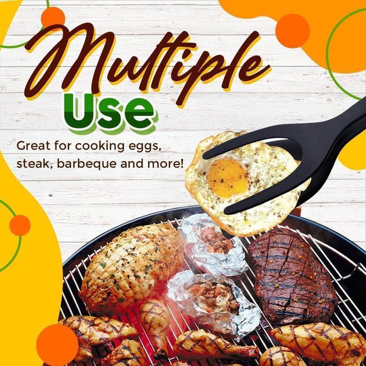 🎁Buy one, get one free -Silicone 2-in-1 Grip and Flip Kitchen Tongs – Heat Resistant & Scratch Free